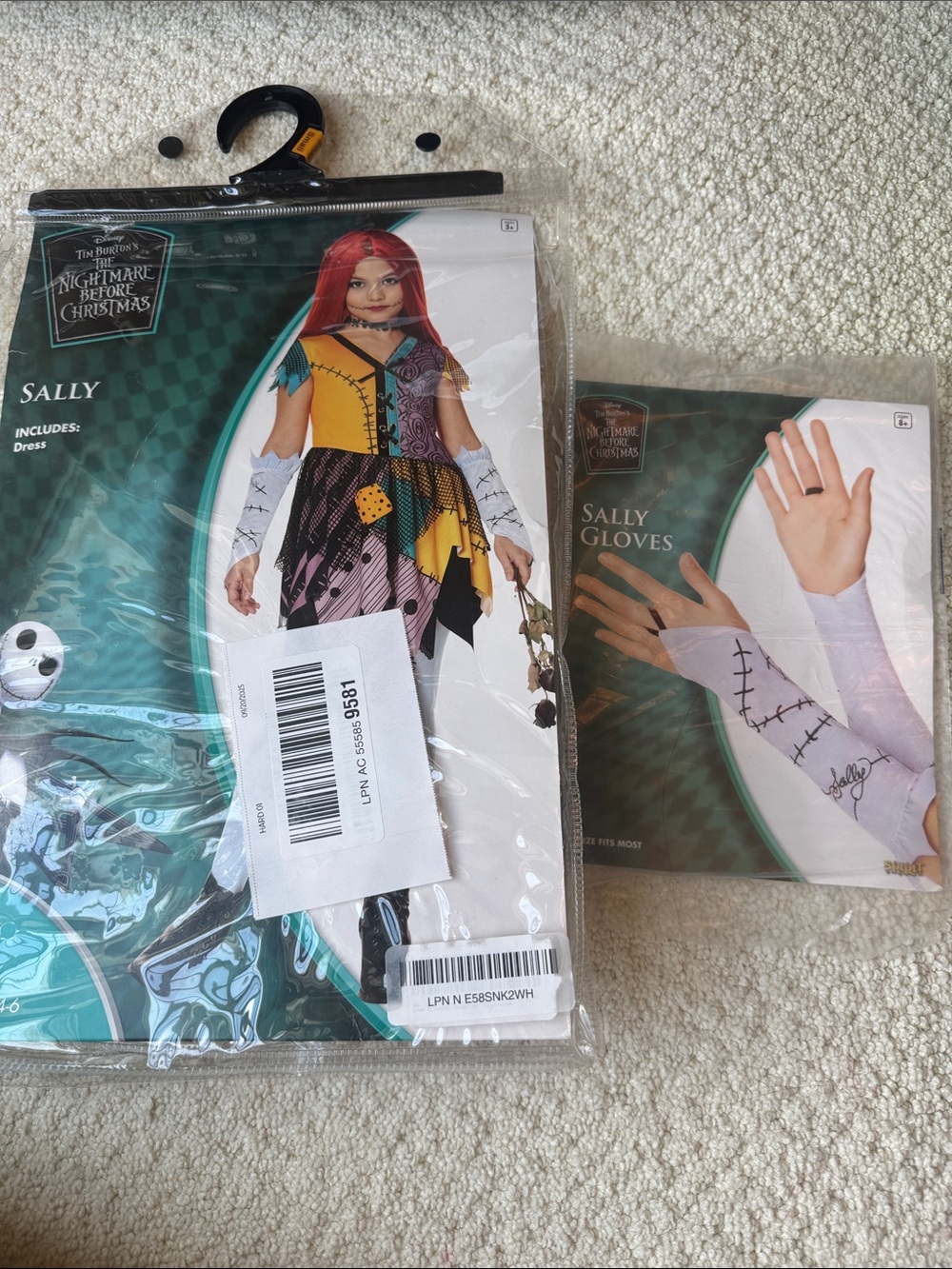 The Nightmare Before Christmas Sally Kids Costume Dress & Gloves - Multi-Color